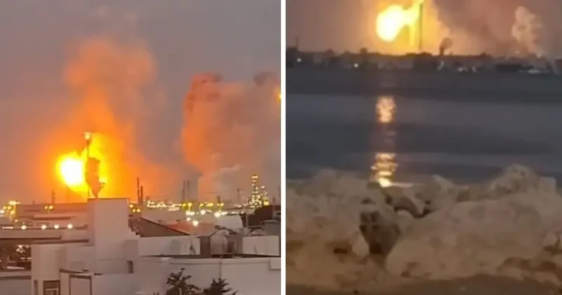 İran Bahreyn i vurdu, şiddetli patlamalar yaşandı! O anlar kameralarda