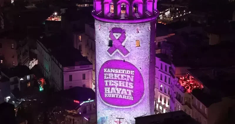 Galata Kulesi farkındalık için mor renge büründü