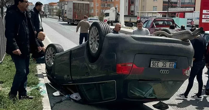 Karapınar’da kontrolden çıkan otomobil takla attı: 2 yaralı