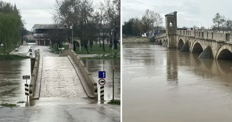 Edirne de yükselen nehirlerin debisi düşüşe geçti Edirne Haberleri