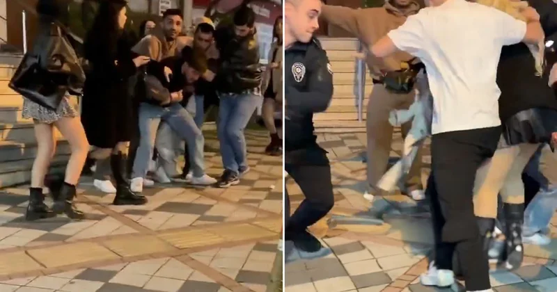 Bartın da iki grup arasında Kıza laf attın kavgası