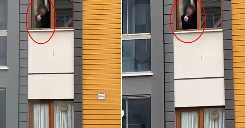 Karşı apartmandaki kadına cinsel içerikli el hareketi yaptı