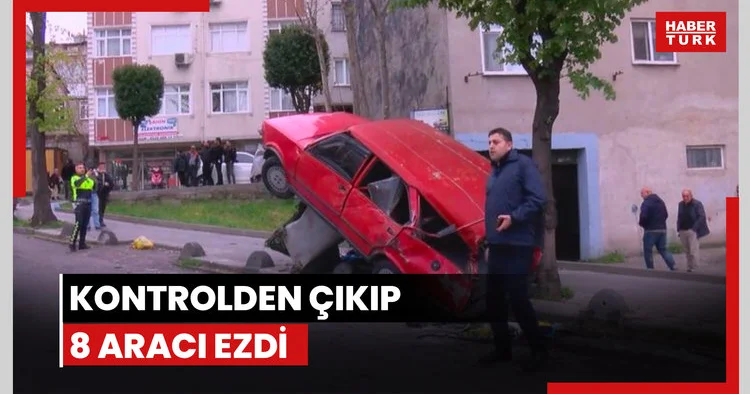 Kontrolden çıkıp 8 aracı ezdi