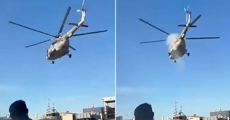 Meksika ordusuna ait helikopter, kalkıştan hemen sonra düştü