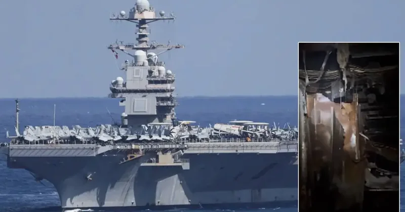 Görüntüler paylaşıldı: USS Gerald R. Ford uçak gemisi ağır hasarlı!