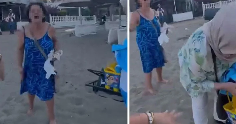 Plajda oturan başörtülü anne ile kızına skandal saldırı: Buralar bizim, defolun