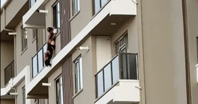 Aksaray da yürekler ağza geldi! 7 nci kattan atlarken yakaladılar...O anlar kamerada