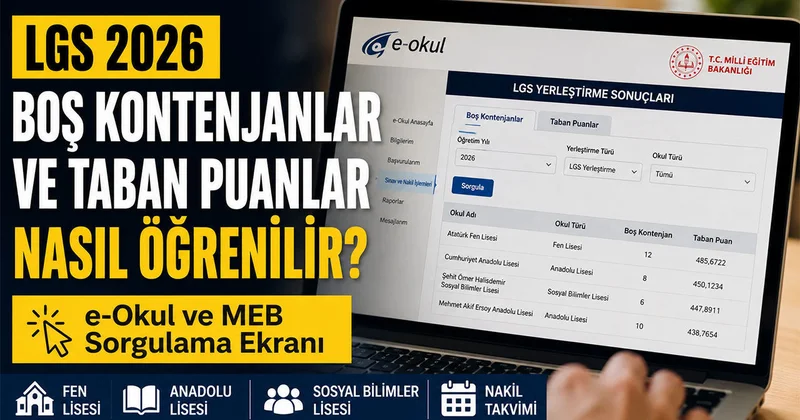 LGS 2026 Boş Kontenjanlar ve Taban Puanlar Nasıl Öğrenilir? e Okul ve MEB Sorgulama Ekranı Son Haberler
