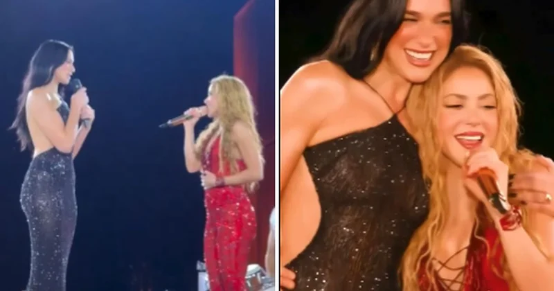 Dua Lipa ile Shakira aynı sahnede! Boy farkları dikkatlerden kaçmadı