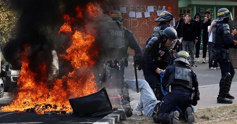 Fransa sokaklarından görüntüler kabus gibi! Liseli öğrenci Polis beni boğmaya çalıştı deyip cinayetle suçladı