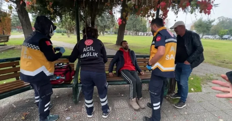 Parkta alkol alıp sızan şahıs hastanelik oldu
