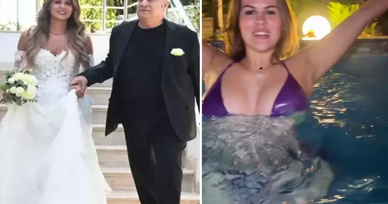 Mehmet Ali Erbil in eşi Gülseren Erbil den havuz keyfi