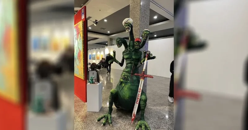 Atatürk’ün gericilikle mücadelesini anlatan heykel soruşturma konusu oldu: 2 kişi gözaltına alındı