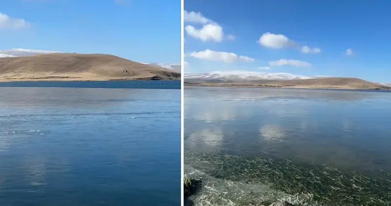 Çıldır Gölü nün yüzeyi donmaya başladı Kars Haberleri