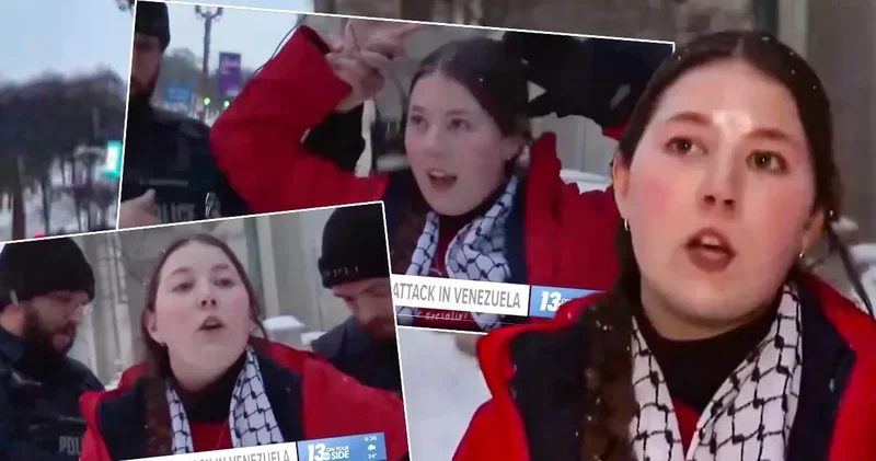 Venezuela darbesini eleştiren kadın canlı yayında gözaltına alındı