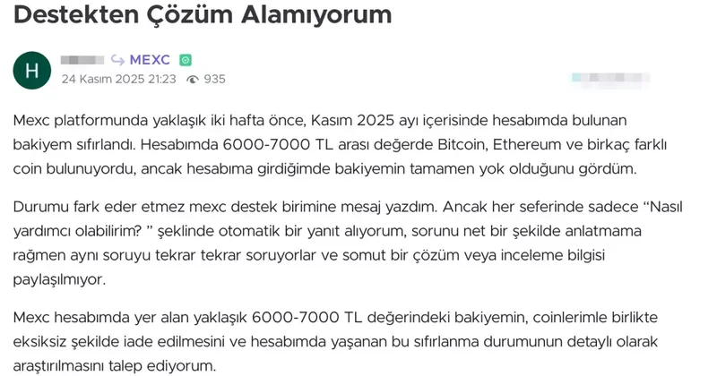 Kripto borsası MEXC e şikayet yağmuru: Tüm bakiyem aniden sıfırlandı