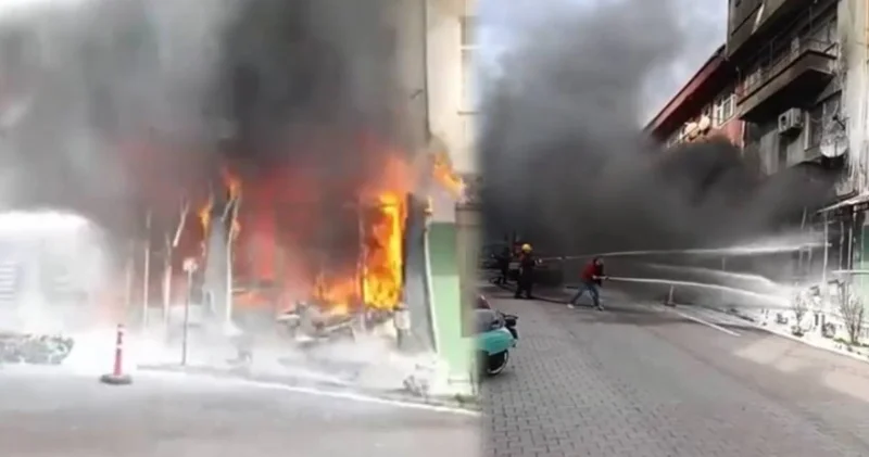 Sinop ta motosiklet tamirhanesi alev alev yandı: İş yeri sahibi yaralandı