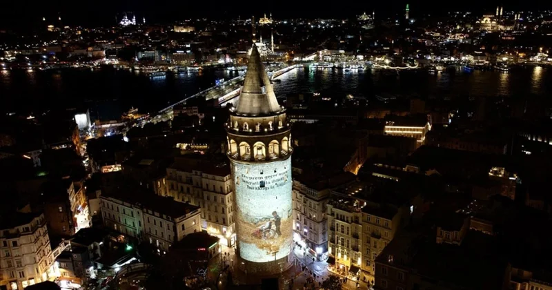 Galata Kulesi ne 6 Şubat depremleri için farkındalık videosu yansıtıldı
