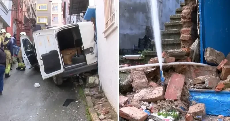 Beyoğlu nda yokuştan kayan araç binaya çarptı: Evde kimse yoktu ucuz atlattık İstanbul Haberleri