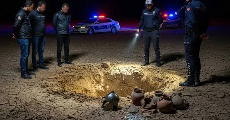 Tuvalet çukuru açmak bahanesi ile kaçak kazı polisin gözünden kaçmadı