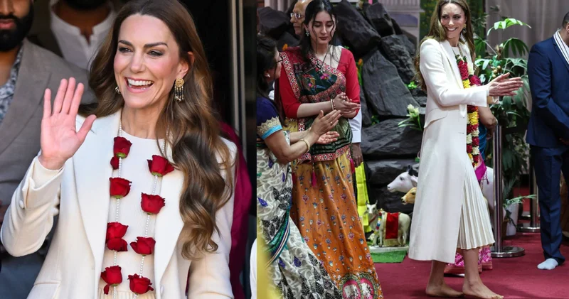 Prenses Kate Middleton tapınak ziyaretinde çıplak ayakla dans etti