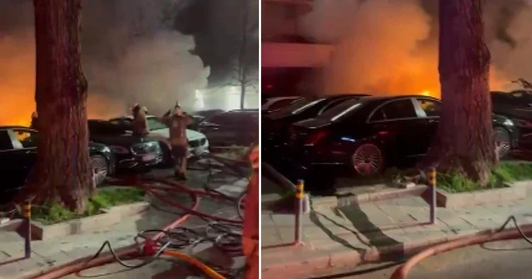 Beşiktaş ta 15 lüks araç yandı! Kundaklama şüphesi