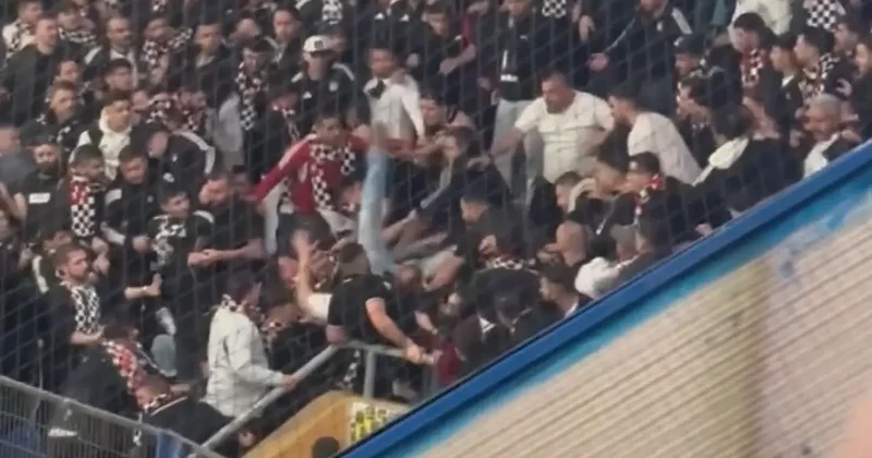 Beşiktaşlı taraftarlar derbide birbirlerine girdi! Fenerbahçeliler Vur vur diye bağırdı