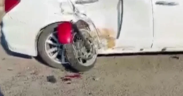 Tekirdağ da motosiklet otomobile ok gibi saplandı VİDEO İZLE
