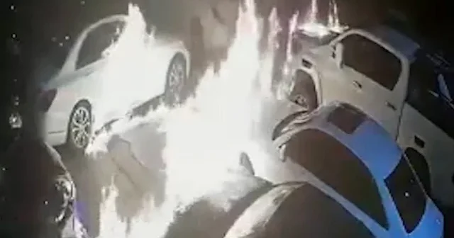 Beşiktaş ta araç kiralama şirketi kundaklandı VİDEO İZLE