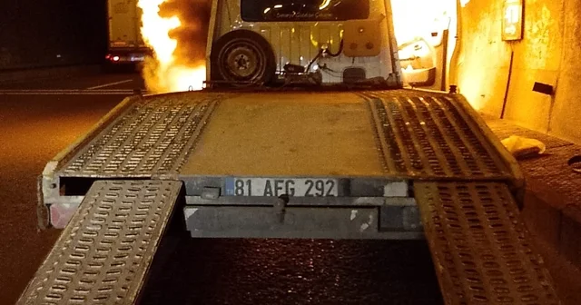 Bolu Dağı Tünelinde oto kurtarıcı yandı Bolu Haberleri