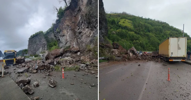 Karadeniz de heyelan: Arhavi Hopa Sarp Devlet Yolu ulaşıma kapandı Gündem Haberleri