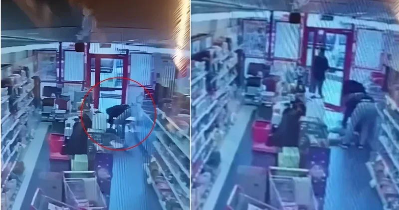 Jandarma personelinin marketteki müşteriyi kalp masajıyla hayata bağladığı anlar kamerada Bursa Haberleri
