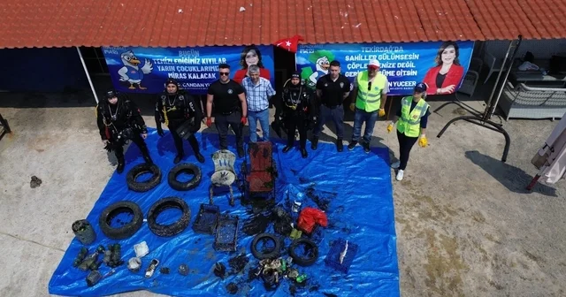 Tekirdağ da deniz temizliği: Deniz dibinden lastik, sandalye ve plastik atıklar çıkarıldı Tekirdağ Haberleri