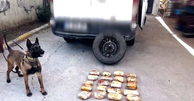 Minibüsün yedek lastiğine zulalanmış 11,5 kilo uyuşturucuyu Hector buldu Batman Haberleri