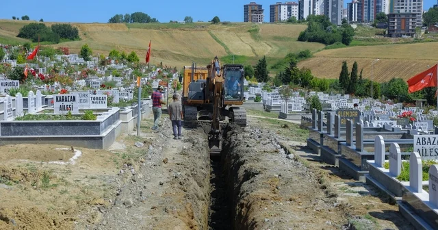 Heyelan yaşanan Derecik Şehir Mezarlığı nda iyileştirme çalışmaları Samsun Haberleri Habertürk Yerel Haberler