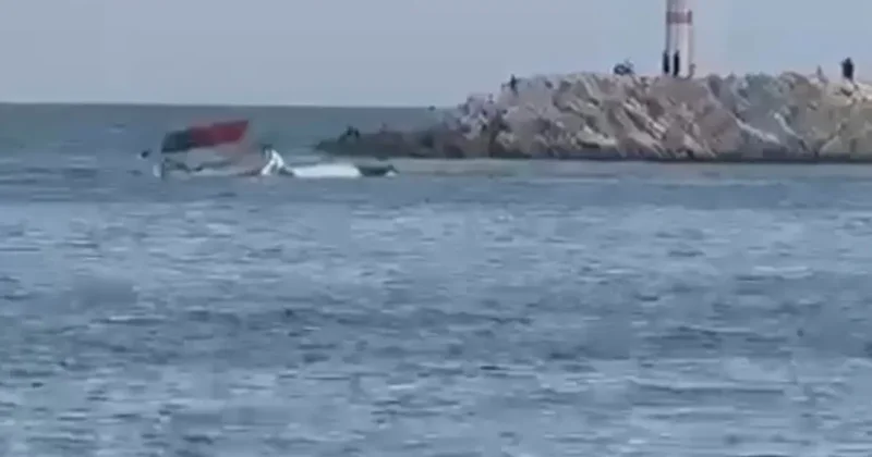 Arızalanan tekne, çekilirken kısmen battı