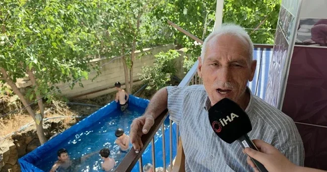 Tatil için yanına gelen torunları istedi: Harekete geçti! Deniz istedik, dedem denizi buraya getirdi