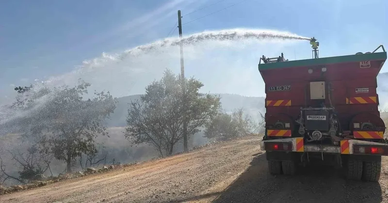 Bilecik’te devrilen elektrik direği yangına neden oldu