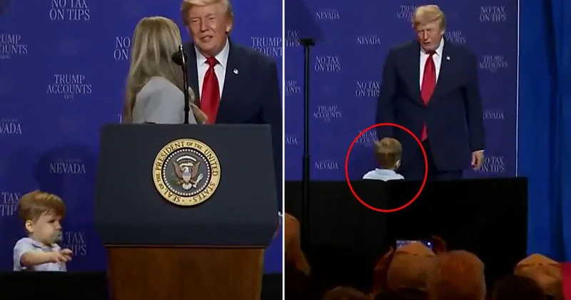 Trump küçük çocuğu son anda kurtardı! Biden göndermesi etkinliğe damga vurdu