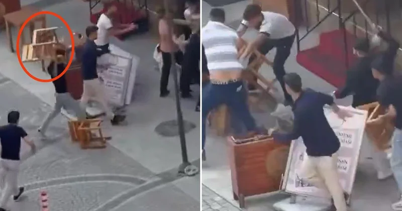 Isparta da sokak ortasında dehşet: Masa, sandalye ve sopalar havada uçuştu