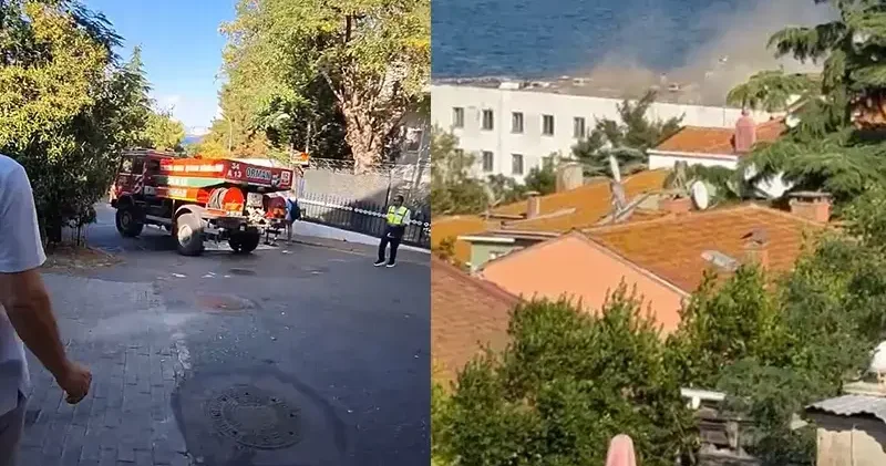 Heybeliada da Deniz Harp Okulu nun çatısında yangın