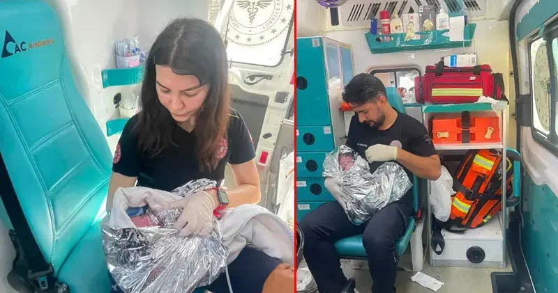 7 nci çocuğunu ambulansta dünyaya getirdi