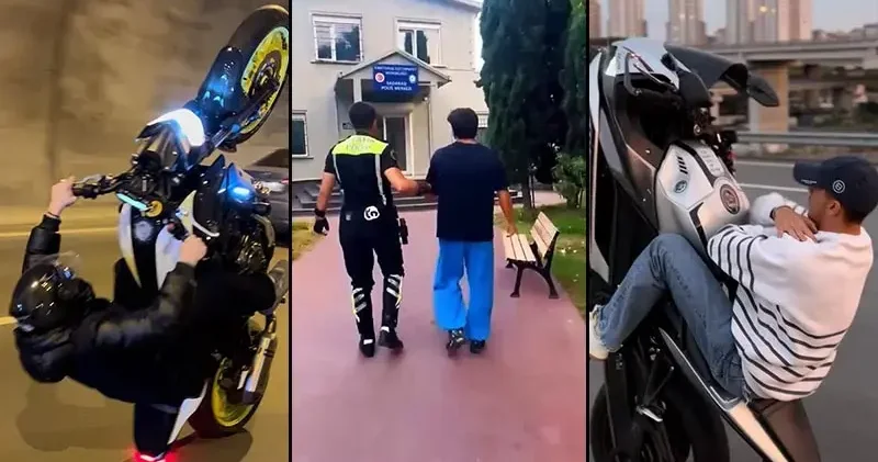 Kağıthane’de motosiklet sürücüsü tek teker üzerinde ilerlediği anları paylaştı; 117 bin lira ceza uygulandı