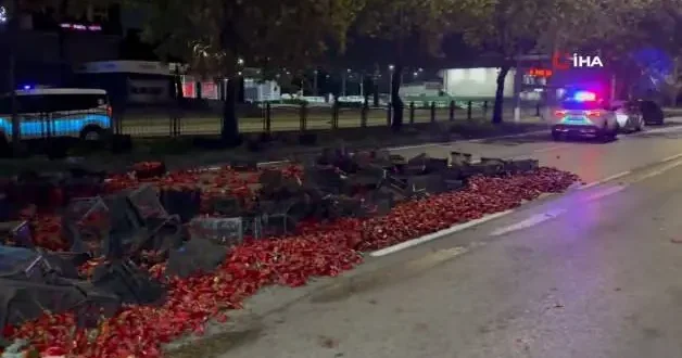 Samsun da 10 ton kapya biber yola saçıldı