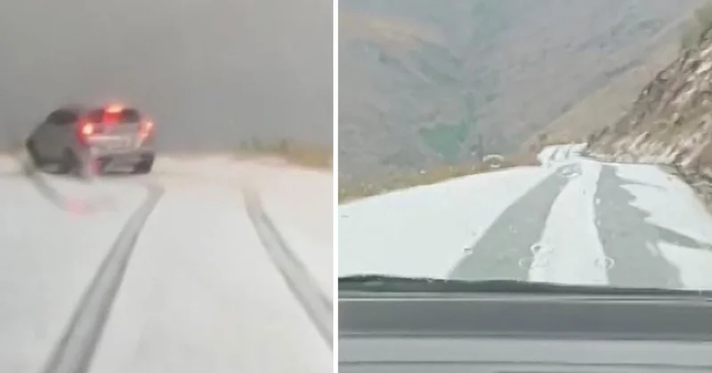 Malatya da dolu yağışı yolları beyaza bürüdü