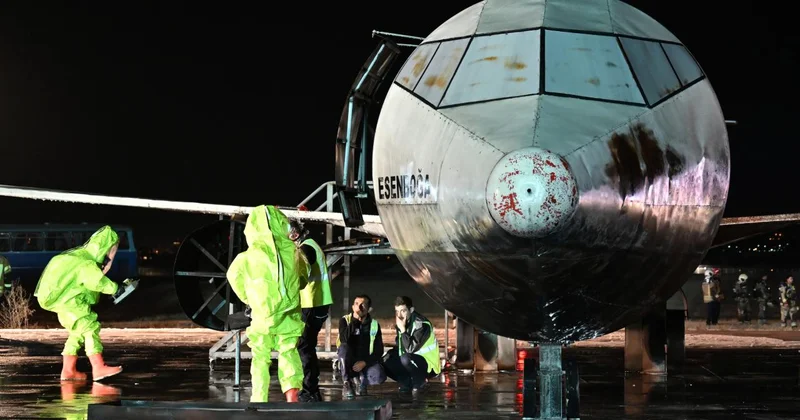 Esenboğa Havalimanı nda uçak kazası tatbikatı düzenlendi