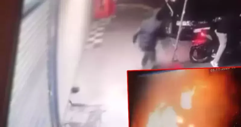 Gaziosmanpaşa da iş yerine el yapımı patlayıcı ile saldırı kamerada