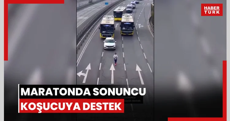 Maratonda sonuncu koşucuya destek