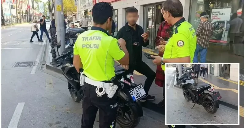 Motosikletin plakasını ’bandana’ ile kapattı: 43 bin 149 TL ceza yedi Antalya Haberleri