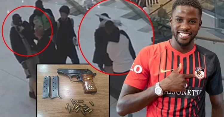 Şoke eden olayın görüntüleri ortaya çıktı! AVM’de Papy Djilobodji’ye silah çekip şemsiye fırlattı